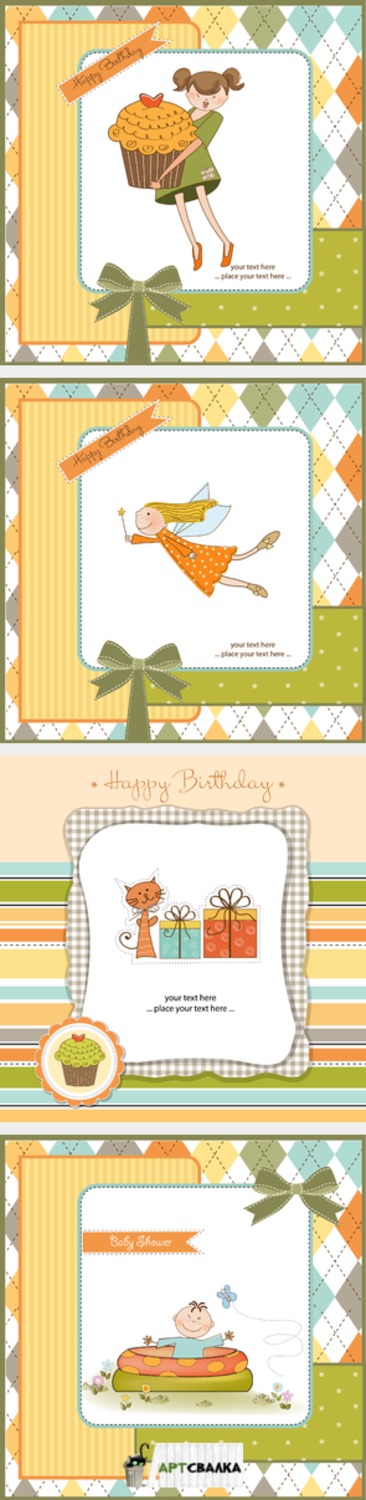 Детские паттерновые фоны и открытки | Baby patternbee backgrounds and cards